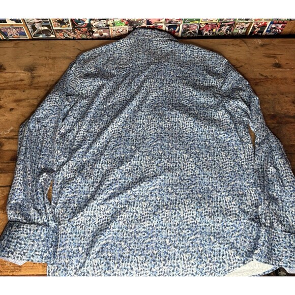 robert graham button up shirt mens 2XL abstract geometric flip cuff Blue Vibrant - Picture 4 of 5